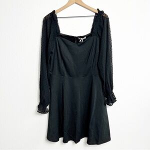 GRACE KARIN BLACK SHEER LONG SLEEVE PLUS SIZE 2XL MINI DRESS BRAND NEW
